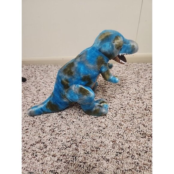 14" Blue T REX Dinosaur Plush Stuffed Animal Blue Green Aurora Tyrannosaurus Toy - Picture 6 of 12